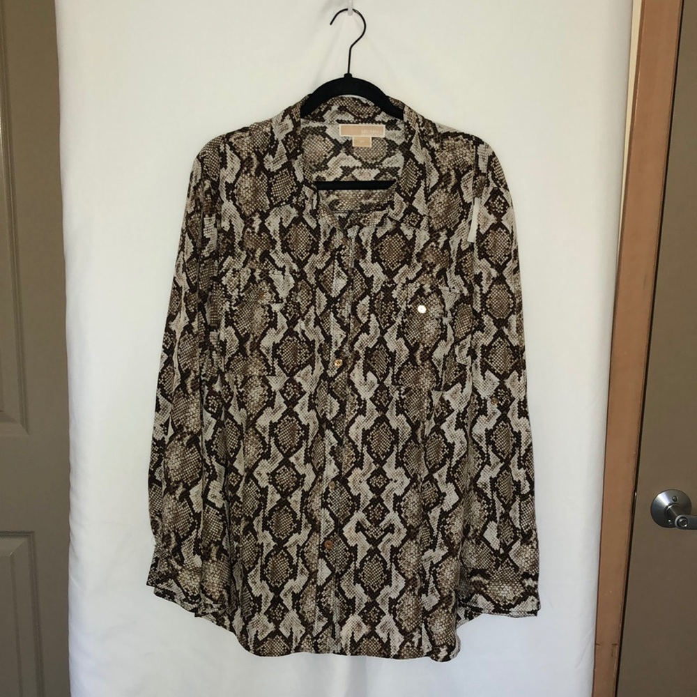 Michael Kors Snake Skin Print Button Down Shirt